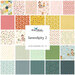 Collage of the pink, red, yellow, cream, green, and dark teal blue fabrics featured in the Serendipity 2 - FQ Set..