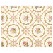 Digital representation of the full repeat of the cream fabric with a gold, pink, and blue floral doily lattice pattern.