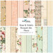 A collage of fabrics in the Rose & Violet's Bouquet des Fleurs fat quarter set featuring shabby florals and vintage designs