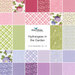 A collage of the pink, green, blue, and purple fabrics featured in the Hydrangeas in the Garden FQ set.