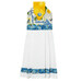 The completed Hanging Towel colored in blue and yellow fabrics from the Limoncello collection, isolated on a white background.