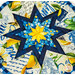 A super close up on the center of the hot pad, demonstrating fabric details on the beautiful folded star center.