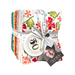 A stack of In the Garden Fat Quarters tied together with a ribbon and isolated on a white background.