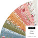 A circular arrangement of fabric strips in various colors and patterns, labeled Wild Honey by Moda.