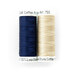 Two spools of thread: one dark blue and one light beige isolated on a white background