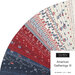 A fan of fabric strips in red, white, and blue patterns, labeled American Gatherings III.