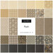 Grid collage of all the cream, brown, tan, gray, and black fabrics featured in the Posh collection by Moda Fabrics.