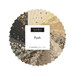 Collage of all the cream, brown, tan, gray, and black fabrics featured in the Posh Mini Charm Pack by Moda Fabrics.