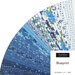 A fan-shaped arrangement of fabric strips in various shades of blue and green, labeled Blueprint.