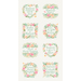 A cream panel fabric with eight floral emblems with uplifting sentences in the centers.