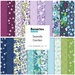 Collage of the fabrics featured throughout the Seaside Garden FQ Set, an array of magenta, purple, dark blue, aqua, and green floral fabrics.
