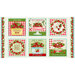 Six vintage-style panels featuring strawberries, with text promoting fresh strawberries and pricing.