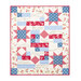 The Comfort of Psalms Quilt - Hollyhocks & Roses in red, blue, and cream, isolated on a white background.