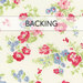 Cream fabric featuring pink, red, and blue flowers, labeled backing.