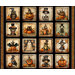 A grid of Halloween-themed illustrations featuring owls, skeletons, pumpkins, bats, and ghosts.