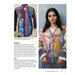 A colorful patchwork jacket with various patterns on the left and a woman with long dark hair wearing a similar jacket on the right.
