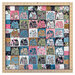 A top-down shot of a house block project using the Collections for a Cause - Unity fabrics, displayed in a Wood Ruler Frame.