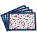 Set of four patriotic placemats featuring red, white, and blue designs with patriotic motifs isolated on a white background. 