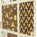 An angled shot of the middle of the quilt on the woodland animal and text fabrics, demonstrating fabric, sashing, and stitching details.