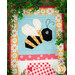 A shot of the top bee surrounded by leafy decor, bringing out the summer colors of the project.