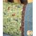A shot of the right side of the Magic Pillowcase, showing details of the blue and brown fabrics at the pillowcase opening.