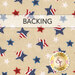 Light beige fabric with patriotic stars labeled 