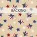 Light beige fabric with patriotic stars labeled 