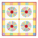 The completed Dresden Wall Hanging, colored in bright yellow, white, and rainbow fabrics from the Nana Mae 8 collection, isolated on a white background.