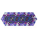 The completed Easy Striped Table Runner colored in vibrant purple floral fabrics from the Pansy Perfection collection, isolated on a white background.