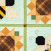 A close up on the center of the project where the sashing meets in the center.