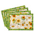 The four completed Self-Binding Placemats colored in the cheerful Sunflower Farm collection, fanned out and isolated on a white background.