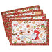 A shot of four completed baking-themed overlapping placemats colored in the Sugar Coated collection, isolated on a white background.