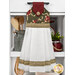 The completed Hanging Towel colored in green, cream, and red fabrics from the A Vintage Christmas collection, staged on a kitchen drawer with coordinating decor.