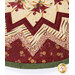 A top-down shot of the outer edge of the table topper, demonstrating fabric, binding, and prairie point details.
