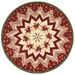 The completed Point of View Kaleidoscope Folded Star Table Topper colored in festive red and cream fabrics from the A Vintage Christmas collection, isolated on a white background.