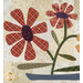 A super close up on two of the appliqué flowers, demonstrating print details and top stitching effects.