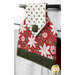 A super close up on the top of the towel, demonstrating fabric color and print details on the main fabrics.