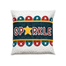 The finished July pillow wrap kit, a navy blue wrap with red and blue scalloped borders and appliqué letters that read 