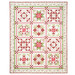 The completed A Very Sweet Patchwork BOM quilt, colored in white, green, pink, and red fabrics from the A Very Sweet Patchwork Christmas collection, isolated on a white background.