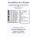 A project card for Snowflakes Are Kisses, detailing stitching instructions and materials used.