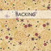 Swatch of cream fabric packed with ornate star and ornament designs in tonal colors, burgundy, red, gold, and green. A transparent banner at the top reads 