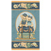 A fabric panel featuring two bears on vintage suitcases with travel motifs from the collection Traveling Teddies.