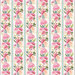 A white border stripe fabric featuring tossed watercolor florals from the collection Peony Blossoms.