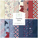 Digital collage of fabrics included in the Founding Glory collection with red, white, and blue fabrics with a patriotic theme.