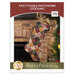 Front cover of the pattern showing the completed stocking stuffed with Christmas goodies and hung on a mantle.