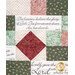 A close up on the quilt, highlighting verse panels and the patchwork piecing.