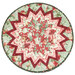 The completed Point of View Folded Star Table Topper colored in mint green, red, and pink floral fabrics from the Regal Rose collection, isolated on a white background.