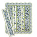 The completed Flower Girl quilt and runner colored in green, cream, blue, and navy from the Nantucket Summer collection, isolated on a white background.