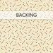 Cream swatch of fabric with tossed primitive motifs in earth tones; a transparent banner at the top reads 
