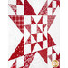A super close up shot of one of the quilting star blocks, showcasing fabric and piecing details.